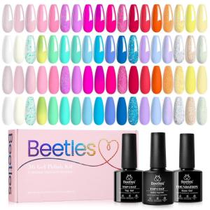 imageBeetles Gel Nail Polish Set 25 Colors Color Dairy Polish Kit Nude Black Brown Red Color Gel Nails with Base Coat Glossy ampamp Matte Top Coat Colorful Bottles UV Led Soak Off Gifts for WomenColorful Candies36 Colors