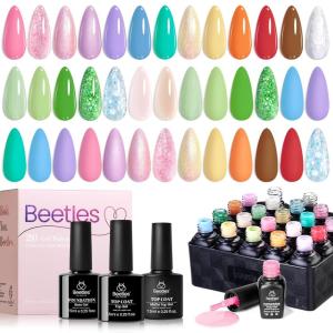 imageBeetles Gel Nail Polish Set 25 Colors Color Dairy Polish Kit Nude Black Brown Red Color Gel Nails with Base Coat Glossy ampamp Matte Top Coat Colorful Bottles UV Led Soak Off Gifts for WomenEmbrace Nature Collection