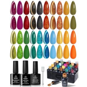 imageBeetles Gel Nail Polish Set 25 Colors Color Dairy Polish Kit Nude Black Brown Red Color Gel Nails with Base Coat Glossy ampamp Matte Top Coat Colorful Bottles UV Led Soak Off Gifts for WomenGlint Crush Collection