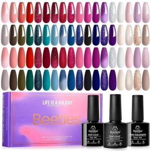 imageBeetles Gel Nail Polish Set 25 Colors Color Dairy Polish Kit Nude Black Brown Red Color Gel Nails with Base Coat Glossy ampamp Matte Top Coat Colorful Bottles UV Led Soak Off Gifts for Women0136 Colors Gel Nail Polish