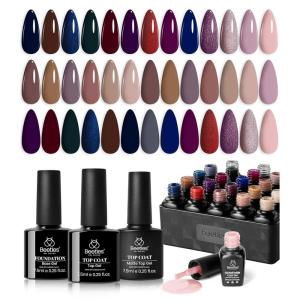 imageBeetles Gel Nail Polish Set 25 Colors Color Dairy Polish Kit Nude Black Brown Red Color Gel Nails with Base Coat Glossy ampamp Matte Top Coat Colorful Bottles UV Led Soak Off Gifts for Women00 Manhattan Collection