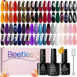 imageBeetles Gel Nail Polish Set 25 Colors Color Dairy Polish Kit Nude Black Brown Red Color Gel Nails with Base Coat Glossy ampamp Matte Top Coat Colorful Bottles UV Led Soak Off Gifts for Women00 36 colors Treasure Box