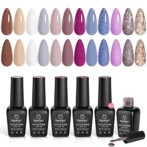 imageBeetles Gel Nail Polish Set 25 Colors Color Dairy Polish Kit Nude Black Brown Red Color Gel Nails with Base Coat Glossy ampamp Matte Top Coat Colorful Bottles UV Led Soak Off Gifts for Women00 Soft Pluse