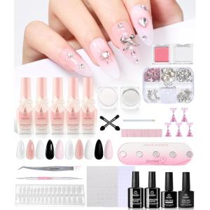 imageBeetles Gel Nail Polish Set Advanced Trend Gel Polish Kit with Chrome Nail Powder Beetles X DIY nail All You Need CoquetteNails Balletcore Manicure Kit Gift for Women Girls