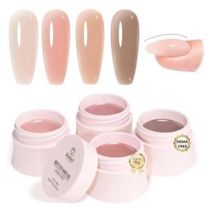 imageBeetles HEMAFree Hard Gel SetDewy Breeze 05 oz Mini Size 9 in 1 Nail Extension Sculpting Apex Building for FirstTime Users ProfessionalsClear Builder Nails Gel UV ampamp LED Lamp Needed05 oz4 PcsFall Neutrals