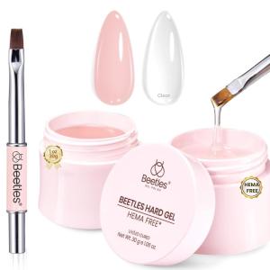 imageBeetles HEMAFree Hard Gel SetDewy Breeze 05 oz Mini Size 9 in 1 Nail Extension Sculpting Apex Building for FirstTime Users ProfessionalsClear Builder Nails Gel UV ampamp LED Lamp NeededClear  Jelly Nude