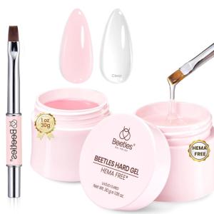 imageBeetles HEMAFree Hard Gel SetDewy Breeze 05 oz Mini Size 9 in 1 Nail Extension Sculpting Apex Building for FirstTime Users ProfessionalsClear Builder Nails Gel UV ampamp LED Lamp NeededClear  Jelly Pink