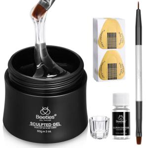 imageBeetles Hard Gel for Nails Kit Classic Neutral 3 Colors 9 in 1 Nail Extension Sculpting High Hardness for Salon Professionals Nude ampamp Clear Builder Nail Gel UV ampamp LED Cured0160g Clear