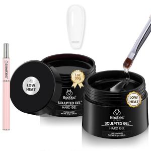 imageBeetles Hard Gel for Nails Kit Classic Neutral 3 Colors 9 in 1 Nail Extension Sculpting High Hardness for Salon Professionals Nude ampamp Clear Builder Nail Gel UV ampamp LED Cured2 pcs low heat clear hard gel