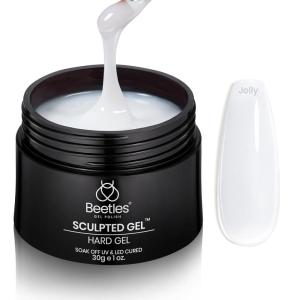 imageBeetles Hard Gel for Nails Kit Classic Neutral 3 Colors 9 in 1 Nail Extension Sculpting High Hardness for Salon Professionals Nude ampamp Clear Builder Nail Gel UV ampamp LED CuredJelly White Sculpted Gel30g