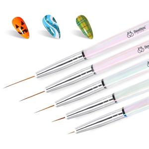imageBeetles Liner Brushes for Nails 5pcs  Metallic Nail Art Brushes Black Nail Art Pens Liner Sizes 59152025mm with Palette Holder Painting Manicure Design Tools for Long Lines Details Fine Drawing05pcs Nail Art Liner Brush