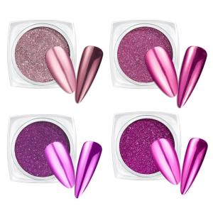 imageBeetles Metallic Chrome Nail Powder Mirror Effect Gold Champagne Chrome Powder 4 colors Brown Nails Art Design Manicure Decoration Glitter 05gJar Holiday Gift for Women Girls4 Colors Pink Craze
