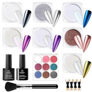 imageBeetles Metallic Chrome Nail Powder Mirror Effect Gold Champagne Chrome Powder 4 colors Brown Nails Art Design Manicure Decoration Glitter 05gJar Holiday Gift for Women Girls16 Colors Ombre Blush