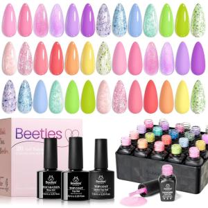 imageBeetles Nail Art Brushes 31pcs with Case  Confetti Nail Art Pens Daul Ended Dotting Tools Striping Liner Brushes for Nails 3D Flower Sculpting Tools Palette Holder DIY Home Salon Manicure Design SetFluttered Eden