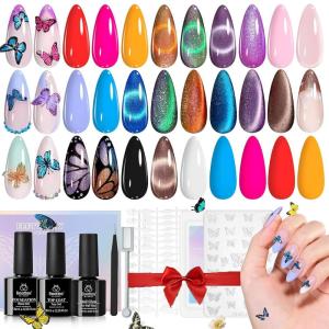 imageBeetles Nail Art Brushes 31pcs with Case  Confetti Nail Art Pens Daul Ended Dotting Tools Striping Liner Brushes for Nails 3D Flower Sculpting Tools Palette Holder DIY Home Salon Manicure Design SetFlutter By