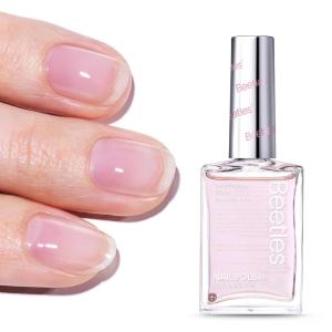 imageBeetles Nail Polish  Jelly White Nail Polish Natural Blue Glitter Nail Concealer Fast Dry Quick Milky White Nail Strengthener and Growth Treatment for Thin and Damaged Nails051 FL OZPink Shine