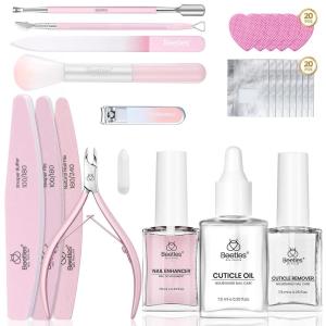 imageBeetles Nail Prep Kit Nail Dehydrator and Primer Cuticle Oil Cuticle Remover 4PCS 75ML Nails Care Tool Kit with Cuticles Pusher Nails Files Clippers Dust Brush 6PCS Manicure Tools for Gel Polish14pcs Manicure Kit