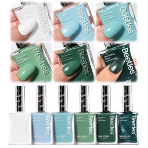 imageBeetles Pearl Nail Polish Set 6 Colors Dreamy Pastel Quick Dry Nail Polish Kit Glitter Long Lasting Shine DIY Manicure Gift for Women Girl Christmas Nail ArtSerene Lake