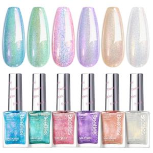 imageBeetles Pearl Nail Polish Set 6 Colors Dreamy Pastel Quick Dry Nail Polish Kit Glitter Long Lasting Shine DIY Manicure Gift for Women Girl Christmas Nail ArtDreamy Pastel
