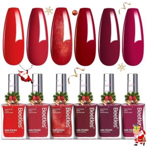 imageBeetles Pearl Nail Polish Set 6 Colors Dreamy Pastel Quick Dry Nail Polish Kit Glitter Long Lasting Shine DIY Manicure Gift for Women Girl Christmas Nail Art6 Colors Blazing Rose