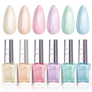 imageBeetles Pearl Nail Polish Set Mermaid Glow 6 Colors Shimmer Pearl Pink Purple Quick Dry Nail Polish Long Lasting DIY Manicure Gift for Girls Women Nail Strengthener PolishDreamy Swirl