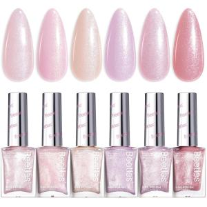 imageBeetles Pearl Nail Polish Set Mermaid Glow 6 Colors Shimmer Pearl Pink Purple Quick Dry Nail Polish Long Lasting DIY Manicure Gift for Girls Women Nail Strengthener PolishMoonlit Fairy