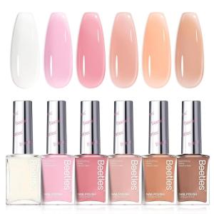 imageBeetles Pearl Nail Polish Set Mermaid Glow 6 Colors Shimmer Pearl Pink Purple Quick Dry Nail Polish Long Lasting DIY Manicure Gift for Girls Women Nail Strengthener PolishBare Serenity