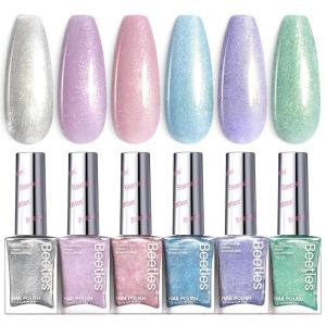 imageBeetles Pearl Nail Polish Set Mermaid Glow 6 Colors Shimmer Pearl Pink Purple Quick Dry Nail Polish Long Lasting DIY Manicure Gift for Girls Women Nail Strengthener PolishFairy Gleam