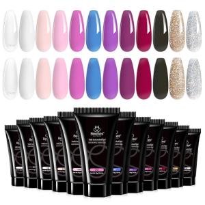 imageBeetles Poly Nail Extension Gel Kit 4 Colors Pink White Poly Nail Gel Builder Nail Gel with Poly Brush ampamp Slip Solution Nail Salon All In 1 Kit Christmas Gift for Women UV ampamp LED Needed2012 Colors Starlit Prom