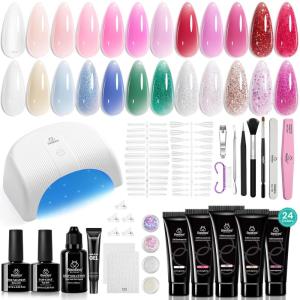 imageBeetles Poly Nail Extension Gel Kit 4 Colors Pink White Poly Nail Gel Builder Nail Gel with Poly Brush ampamp Slip Solution Nail Salon All In 1 Kit Christmas Gift for Women UV ampamp LED NeededRomantic Night