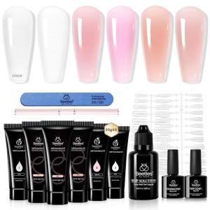 imageBeetles Poly Nail Extension Gel Kit 4 Colors Pink White Poly Nail Gel Builder Nail Gel with Poly Brush ampamp Slip Solution Nail Salon All In 1 Kit Christmas Gift for Women UV ampamp LED NeededMurmur Gauze