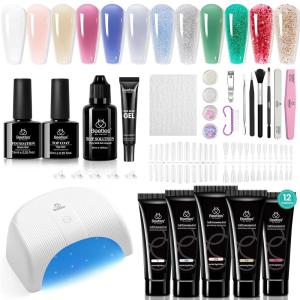imageBeetles Poly Nail Extension Gel Kit 4 Colors Pink White Poly Nail Gel Builder Nail Gel with Poly Brush ampamp Slip Solution Nail Salon All In 1 Kit Christmas Gift for Women UV ampamp LED NeededStarry Party
