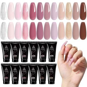 imageBeetles Poly Nail Extension Gel Kit 4 Colors Pink White Poly Nail Gel Builder Nail Gel with Poly Brush ampamp Slip Solution Nail Salon All In 1 Kit Christmas Gift for Women UV ampamp LED Needed12 Colors Lazy Afternoon
