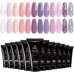 imageBeetles Poly Nail Extension Gel Kit 4 Colors Pink White Poly Nail Gel Builder Nail Gel with Poly Brush ampamp Slip Solution Nail Salon All In 1 Kit Christmas Gift for Women UV ampamp LED Needed212 Pcs Flexible Rose