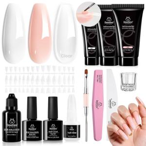 imageBeetles Poly Nail Extension Gel Kit 4 Colors Pink White Poly Nail Gel Builder Nail Gel with Poly Brush ampamp Slip Solution Nail Salon All In 1 Kit Christmas Gift for Women UV ampamp LED Needed0Pristine Grace