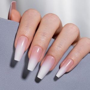 imageBeetles Press On Nails Almond Medium 60pcs French Tip Press On Nails in 16 Sizes White French Tips Pink Fake Nails with Nail Glue Quick ampamp Easy Nail Salon Manicure Gift for Women HerMedium Coffin PressOn Nails 60pcs