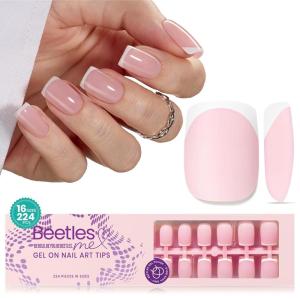 imageBeetles Press on Nails 150 PCS 4 in 1 Ombre Gel Nail Tips Rosy Brown Medium Coffin Press ons Preapplied Primer ampamp Base Coat Glue on Nail Tips No Need to File Fake Nails DIY Nails Gift for WomenA1Short Squoval