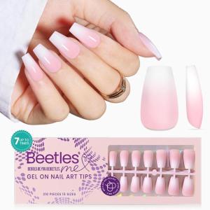 imageBeetles Press on Nails 150 PCS 4 in 1 Ombre Gel Nail Tips Rosy Brown Medium Coffin Press ons Preapplied Primer ampamp Base Coat Glue on Nail Tips No Need to File Fake Nails DIY Nails Gift for WomenOmbre Pink French Nail Tips 210pcs