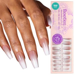 imageBeetles Press on Nails 150 PCS 4 in 1 Ombre Gel Nail Tips Rosy Brown Medium Coffin Press ons Preapplied Primer ampamp Base Coat Glue on Nail Tips No Need to File Fake Nails DIY Nails Gift for Women32150 Pcs Medium Coffin Preapplied Tips