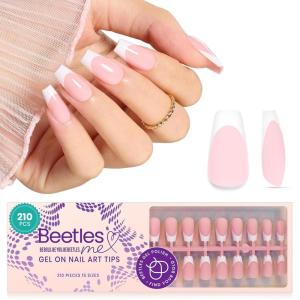 imageBeetles Press on Nails 150 PCS 4 in 1 Ombre Gel Nail Tips Rosy Brown Medium Coffin Press ons Preapplied Primer ampamp Base Coat Glue on Nail Tips No Need to File Fake Nails DIY Nails Gift for WomenA0Short Coffin