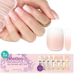 imageBeetles Press on Nails 150 PCS 4 in 1 Ombre Gel Nail Tips Rosy Brown Medium Coffin Press ons Preapplied Primer ampamp Base Coat Glue on Nail Tips No Need to File Fake Nails DIY Nails Gift for WomenPShort Squoval