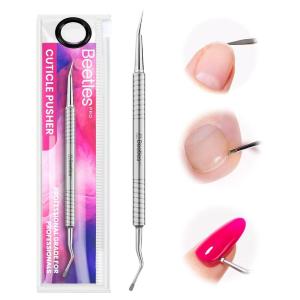 imageBeetles Pro Cuticle Pusher Professional Stainless Steel Cuticle Remover MultiFunction Dual Ended Nail Pusher for Fingernail Toenail NailCare Salon Manicure NeedsPointed Tip12mm  Cuticle Scoop14mm