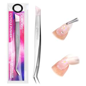 imageBeetles Pro Cuticle Pusher Professional Stainless Steel Cuticle Remover MultiFunction Dual Ended Nail Pusher for Fingernail Toenail NailCare Salon Manicure NeedsSticker Tweezers Dual Ended