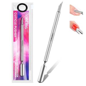 imageBeetles Pro Cuticle Pusher Professional Stainless Steel Cuticle Remover MultiFunction Dual Ended Nail Pusher for Fingernail Toenail NailCare Salon Manicure NeedsLoop Pusher 23mm  Beveled Pusher 9mm