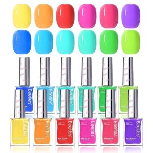 imageBeetles Quick Dry Neon Nail Polish Set  Glitter Rainbow Nail Polish Set 12 Colors Regular Air Dry Fingernail Polishs Pack for DIY Nail Art Salon Home Women Christmas GiftSummer Cocktails