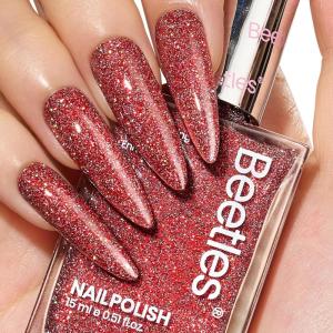 imageBeetles Red Nail Polish Quick Dry Nail Polish 1Pcs 15ml Glitter Sparkle Burgundy Red Nail Polish Fast Drying ampamp Long Lasting Spring Valentines Nail Polish Salon DIY at HomeBlazing Diamond
