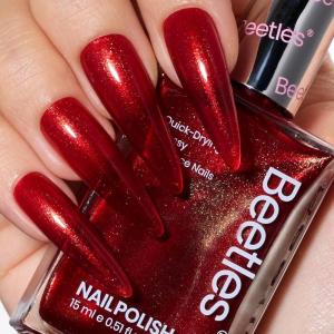 imageBeetles Red Nail Polish Quick Dry Nail Polish 1Pcs 15ml Glitter Sparkle Burgundy Red Nail Polish Fast Drying ampamp Long Lasting Spring Valentines Nail Polish Salon DIY at HomeRuby Radiance