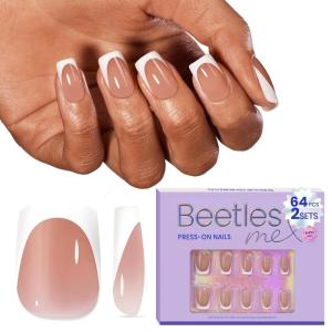 imageBeetles Short Squoval French Tip Press On Nails 16 Sizes 64 Pcs Pink Squoval Shape Short Square Press On Nails Fake Nails Extensions Gel Nail Tips Nail Art DIY Manicure Gifts for Women4Short Squavol French Nails
