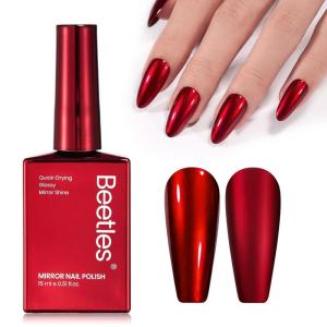 imageBeetles Sliver Mirror Nail Polish  Chrome Glint 15ml Quick Dry Metallic Nail Polish Chrome Mirror Effect High Glossy Nail Art Manicure Home DIYCherry Mirror