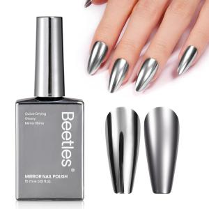 imageBeetles Sliver Mirror Nail Polish  Chrome Glint 15ml Quick Dry Metallic Nail Polish Chrome Mirror Effect High Glossy Nail Art Manicure Home DIYChrome Glint